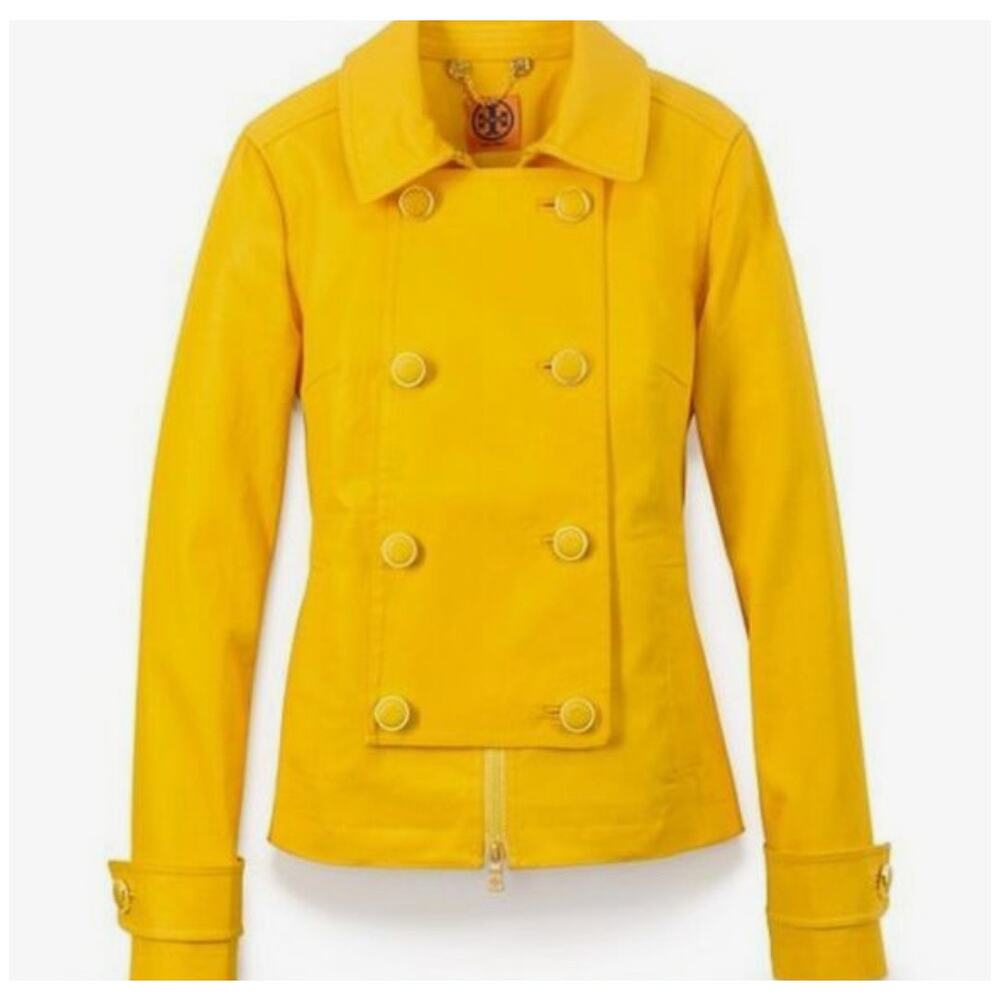 Tory Burch Coated Denim Button Front Jacket
